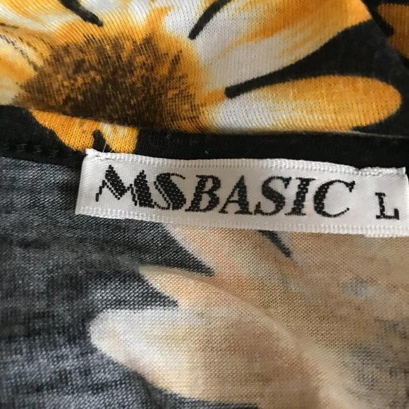 MS Basic Black w/Golden Yellow & White Sunflowers Dress Large - Picture 14 of 14